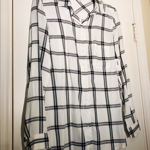 Old Navy White Flannel with Black Stripes